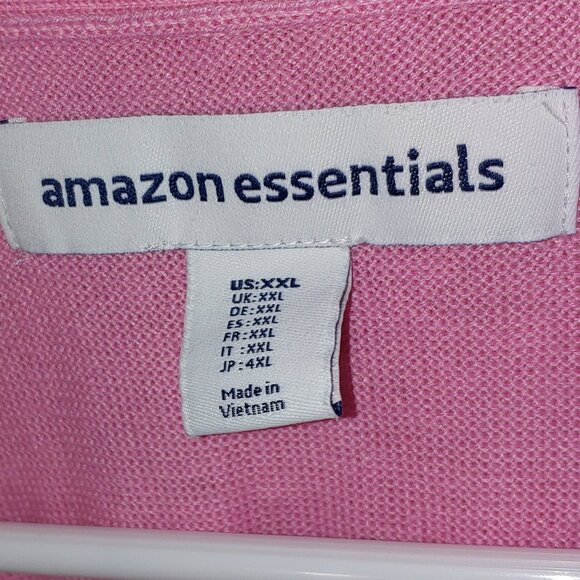 NWT Amazon Essentials Long Sleeves V-Neck Button up Cardigan Size XXL Hot Pink - Picture 2 of 6